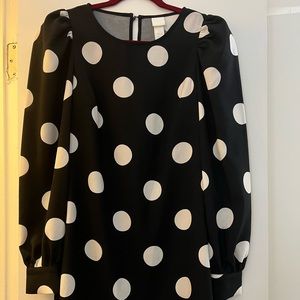 Polka dot, puffy shoulders dress